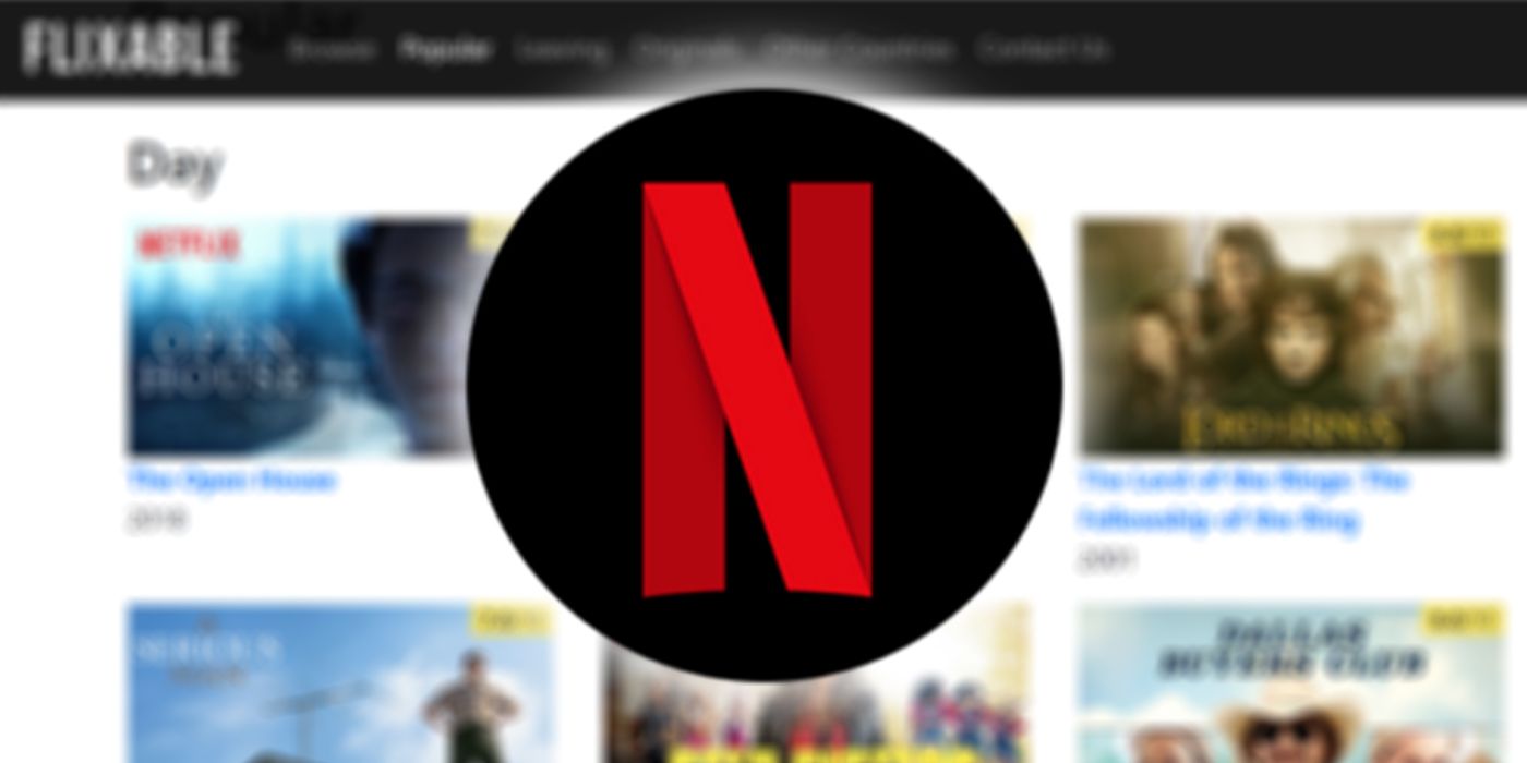 Netflix logo on top of Flixable website