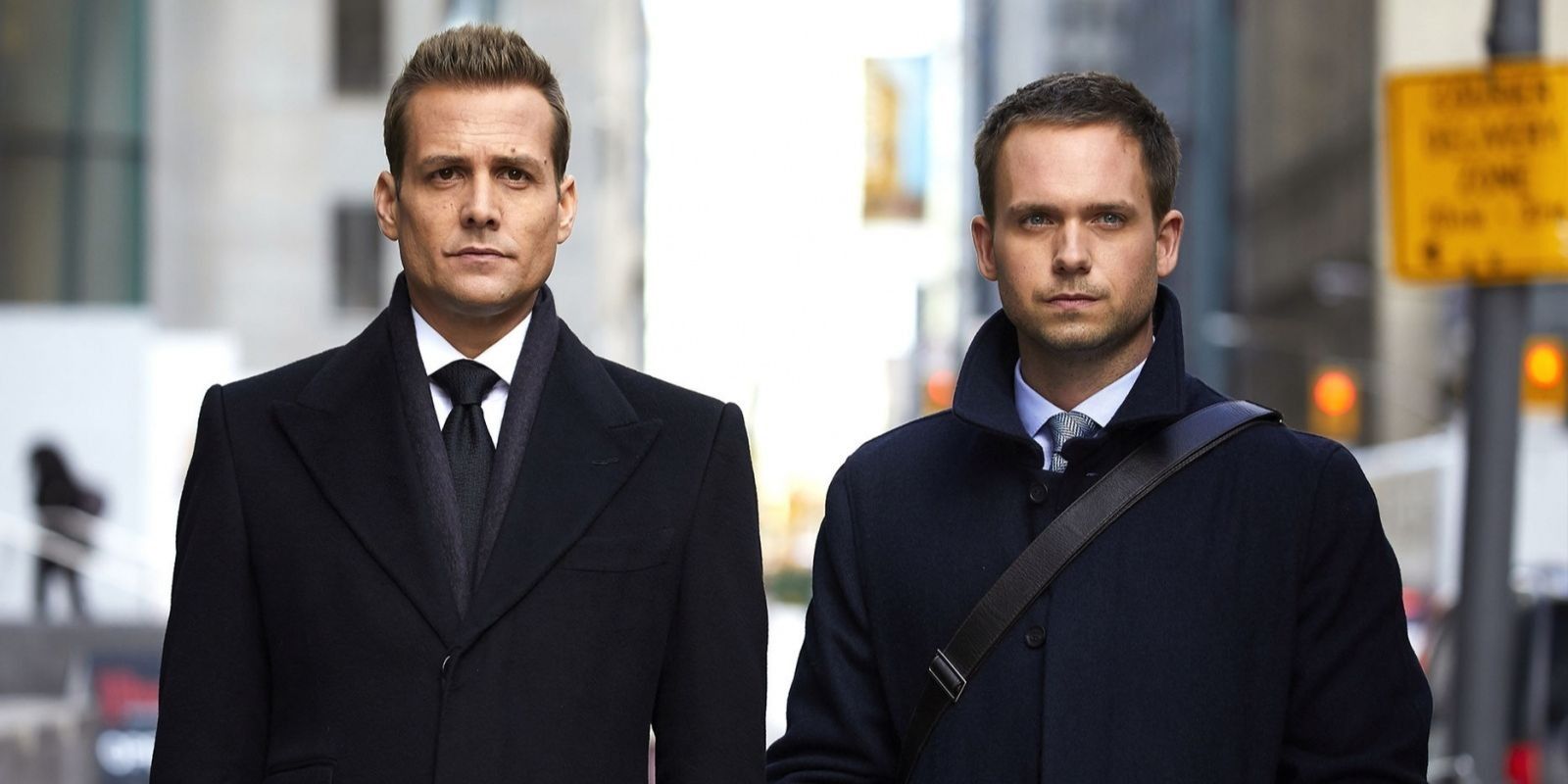 Harvey and Mike on the street in Suits.