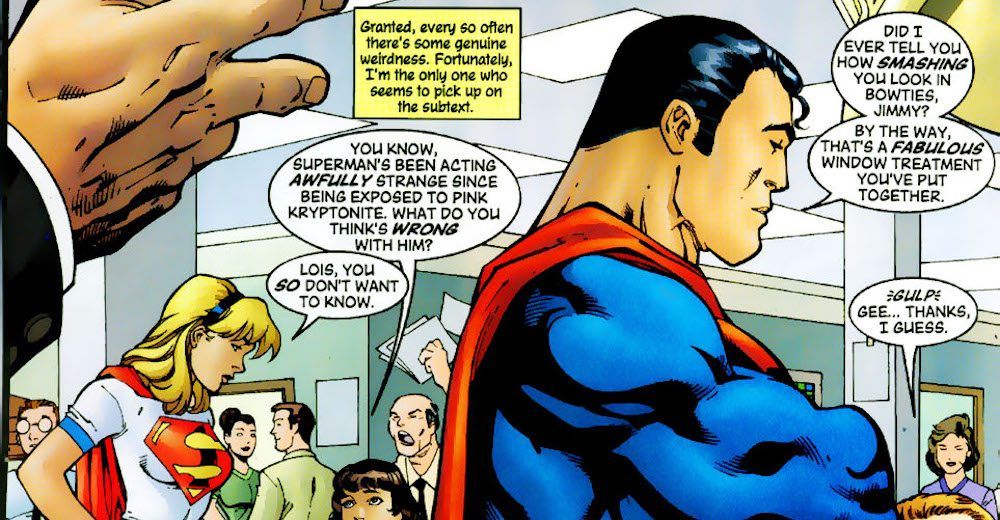 Superman and pink Kryptonite in Supergirl v4-79