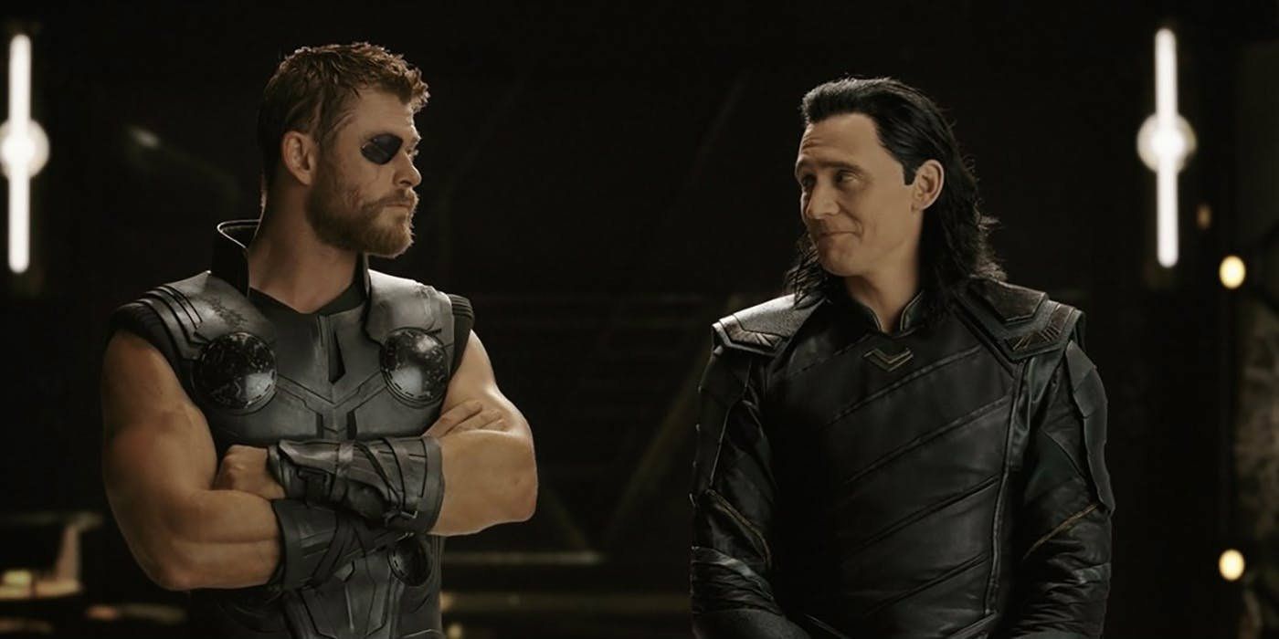 Thor and Loki looking at each other in Thor: Ragnarok.