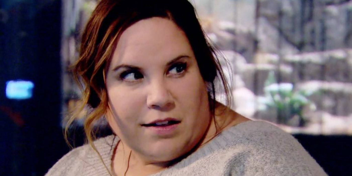 Whitney Way Thore My Big Fat Fabulous Life wearing beige sweater close up