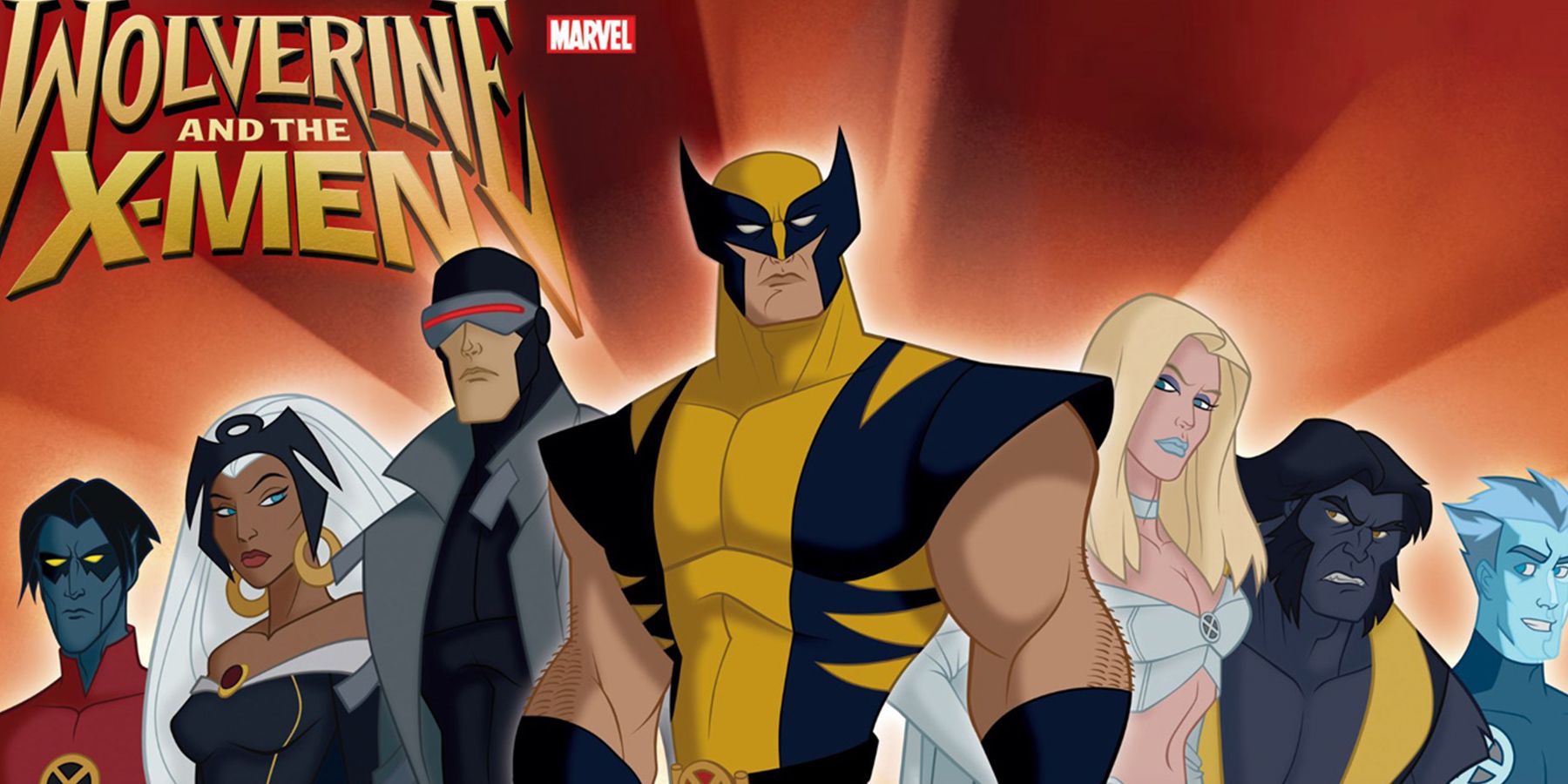 A picture of Wolverine standing with the X-Men in the TV show