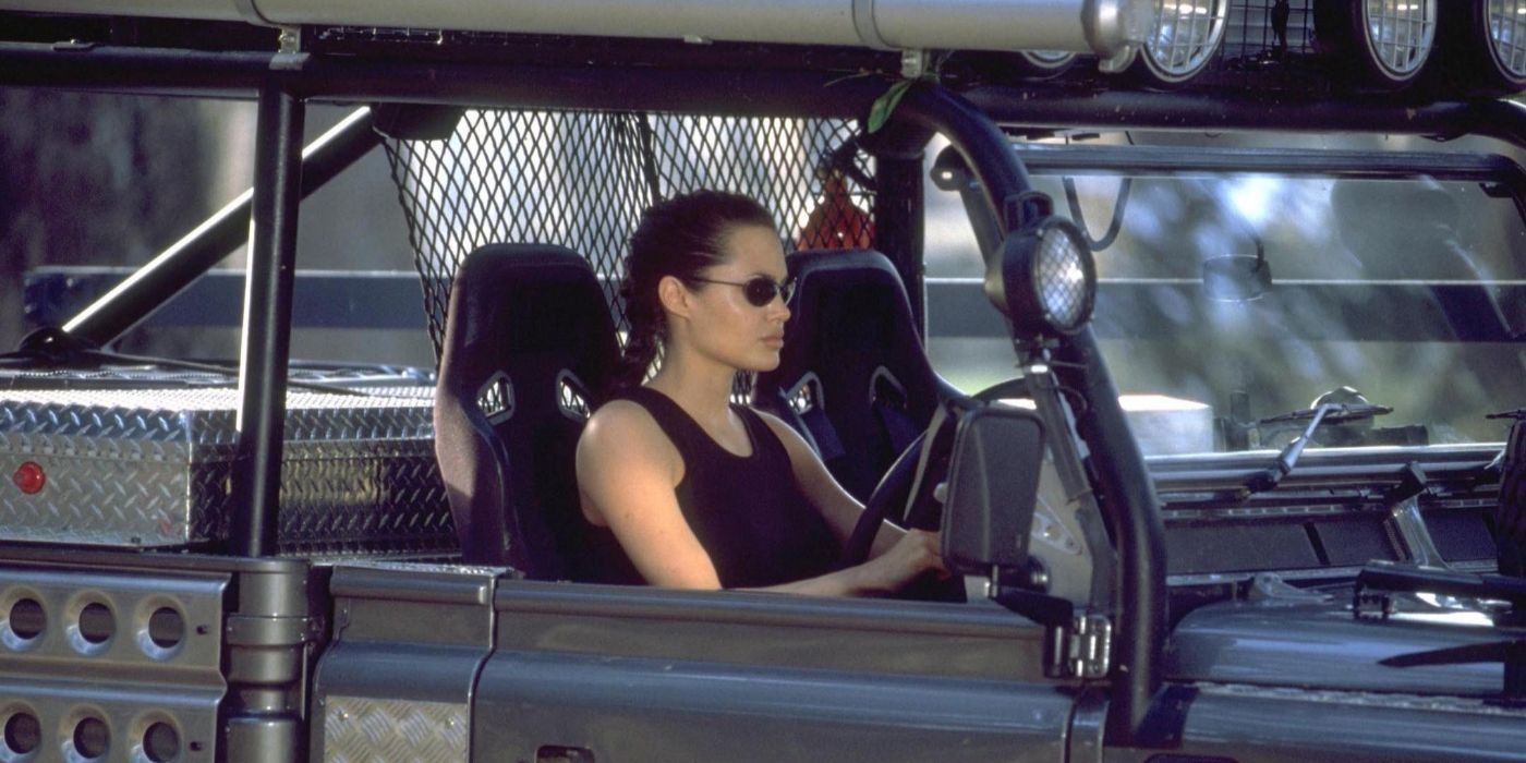 Lara Croft drives a truck through Cambodia in Lara Croft: Tomb Raider