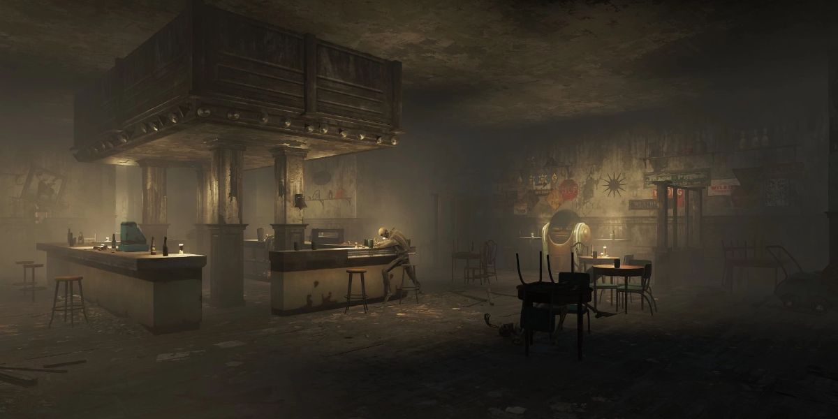 The Prost bar in Fallout 4, laid out like the bar from Cheers
