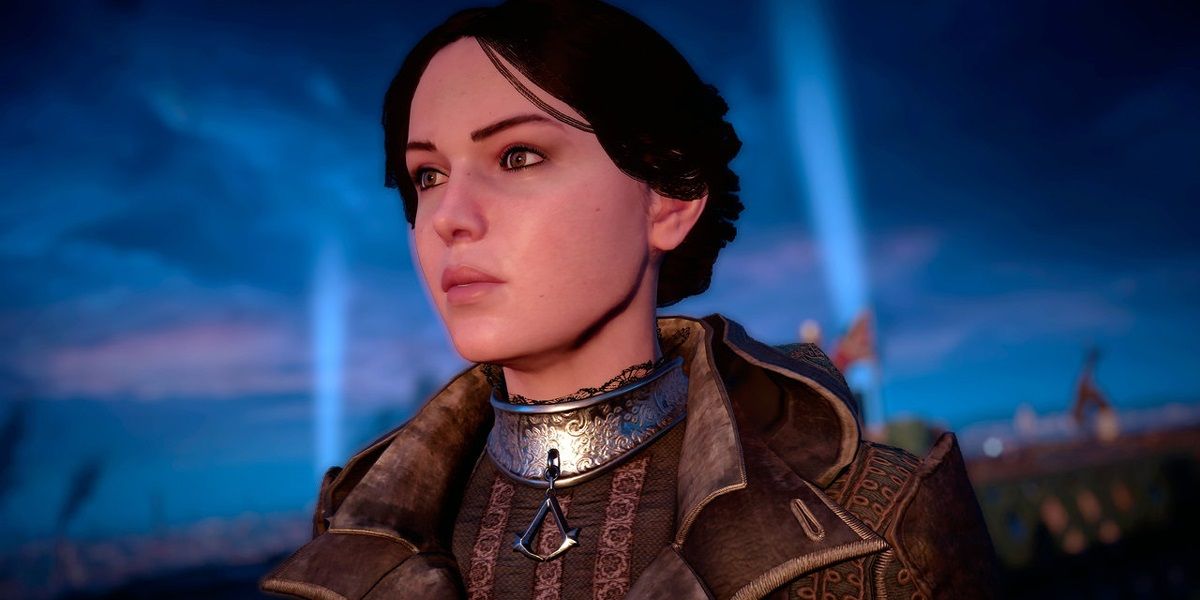 Lydia Frye looks at the sky in Assassin's Creed Syndicate