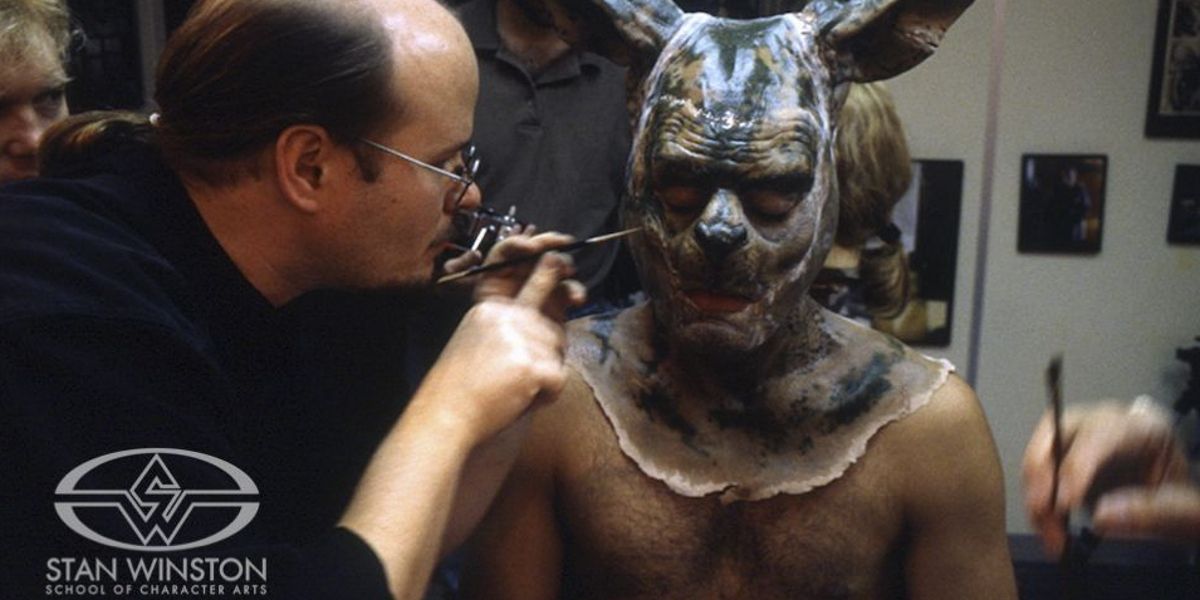 Stan Winston's team painting a Ripper in a behind the scenes shot from Tank Girl
