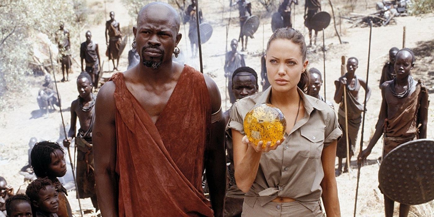 Angelina Jolie and Djimon Hounsou in Lara Croft Tomb Raider: The Cradle of Life.
