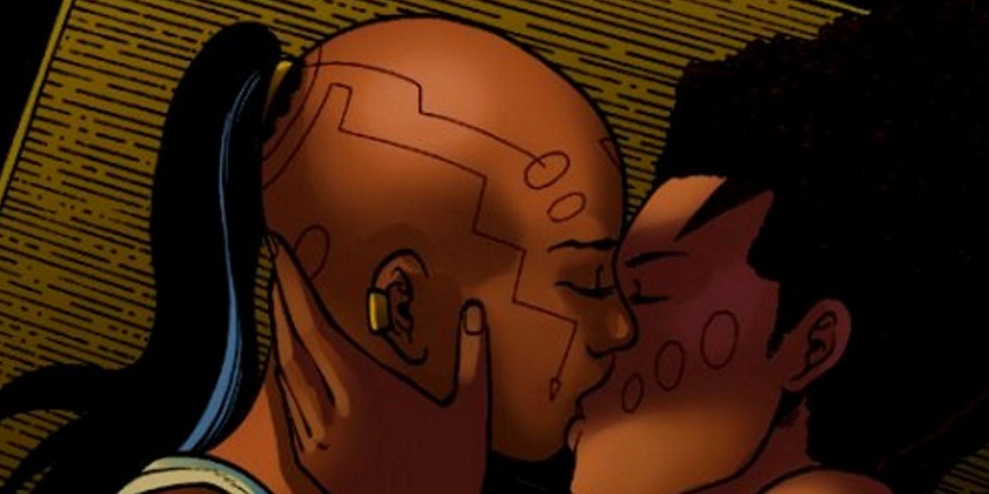 Dora Milaje members Aneka and Ayo share a kiss in the comics