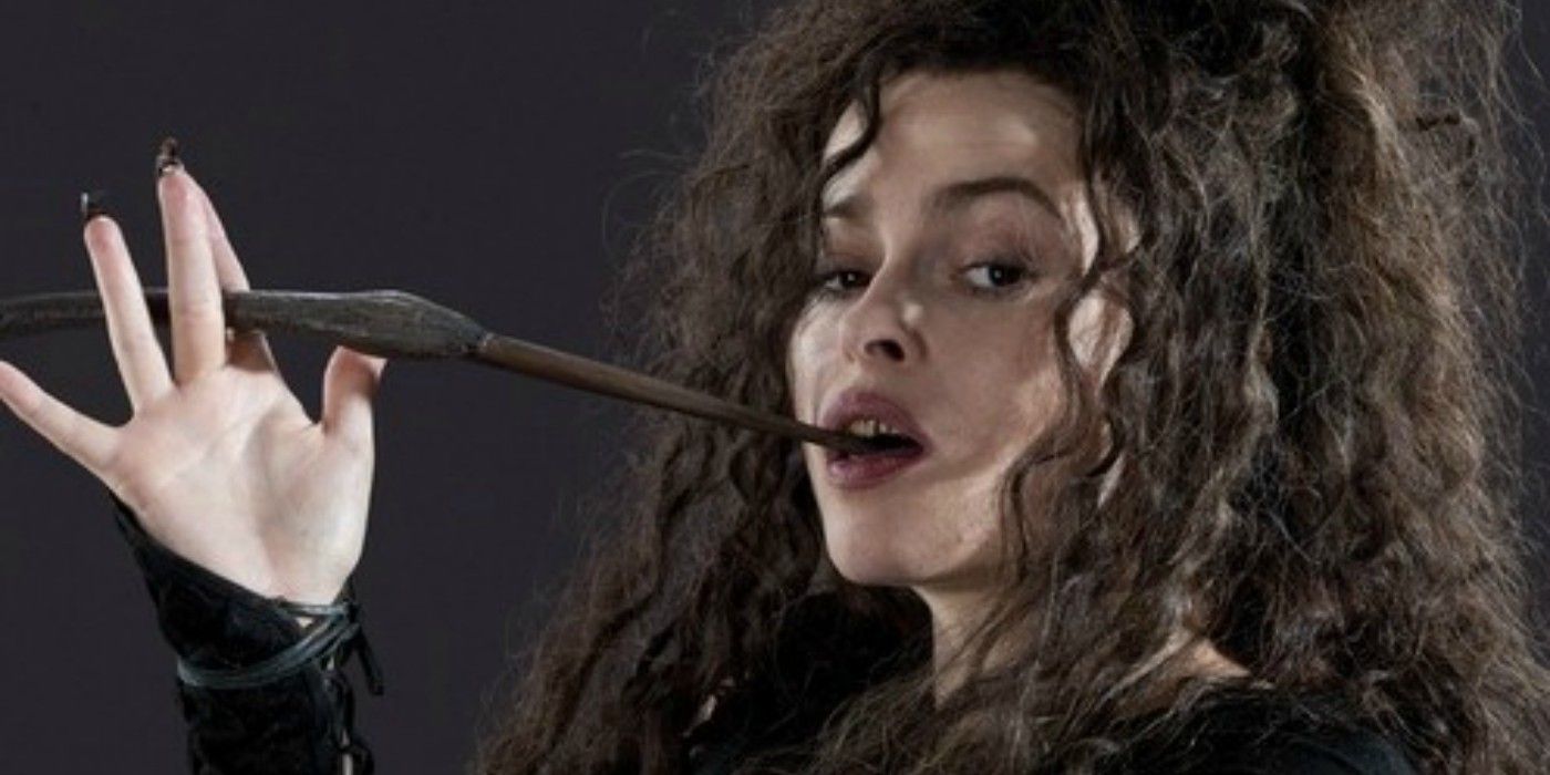 Bellatrix Lestrange with her wand