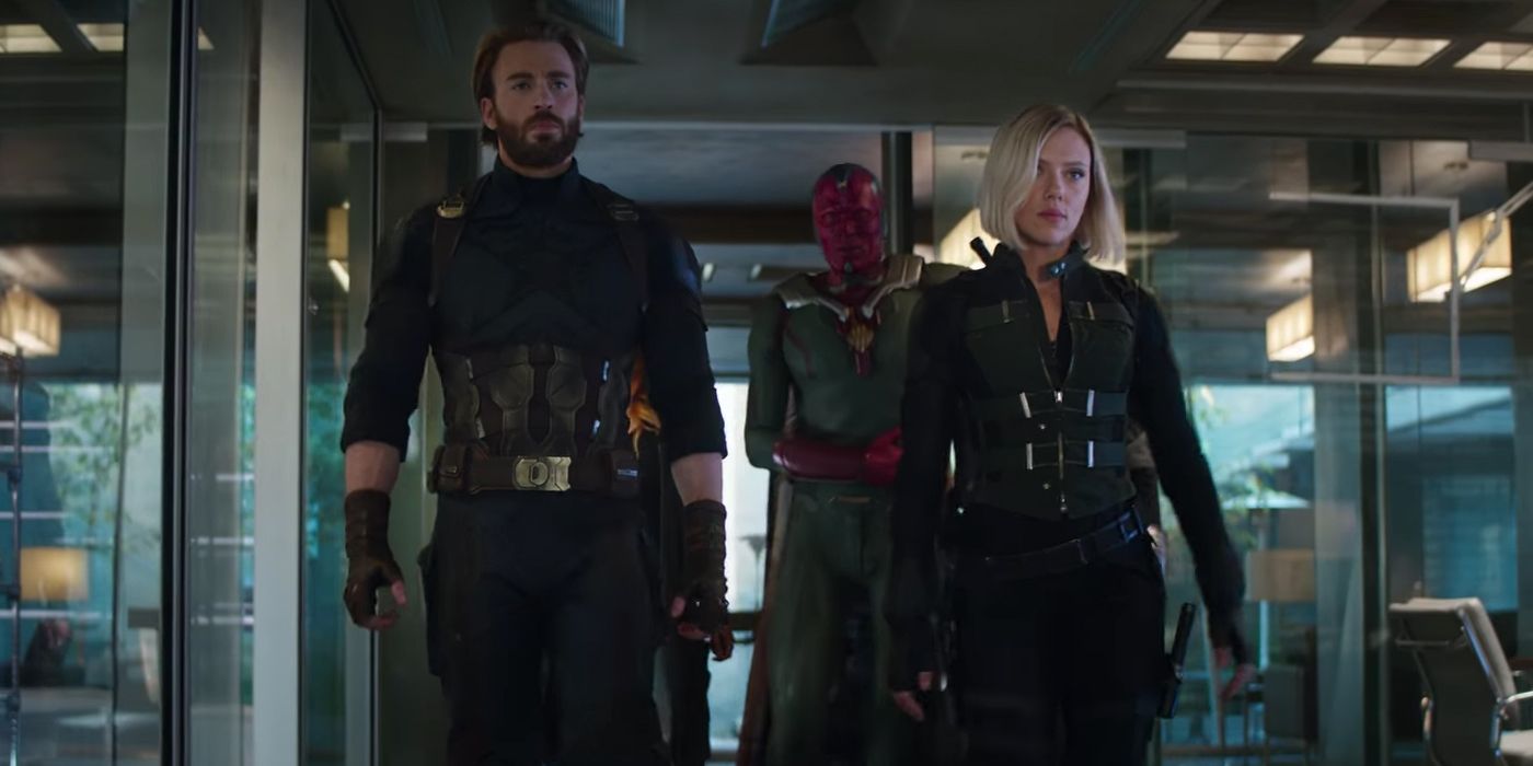 Captain America Vision and Black Widow in Avengers Infinity War