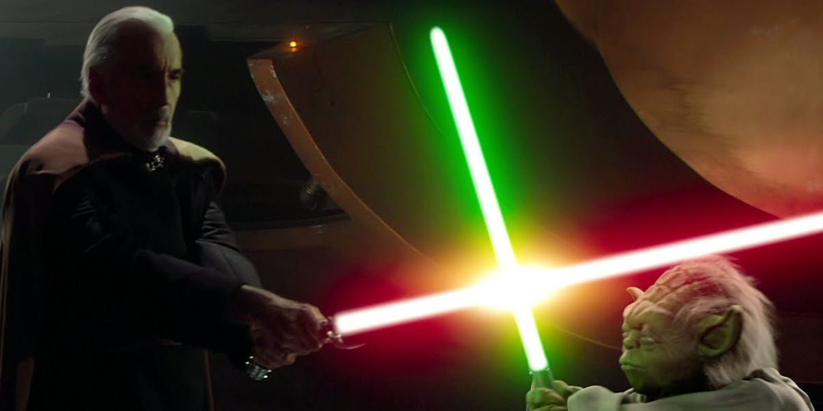 Count Dooku fights Yoda