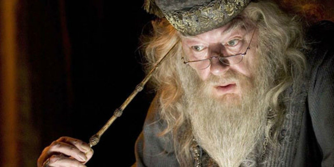 Dumbledore extracts his memories with the Elder Wand in Harry Potter