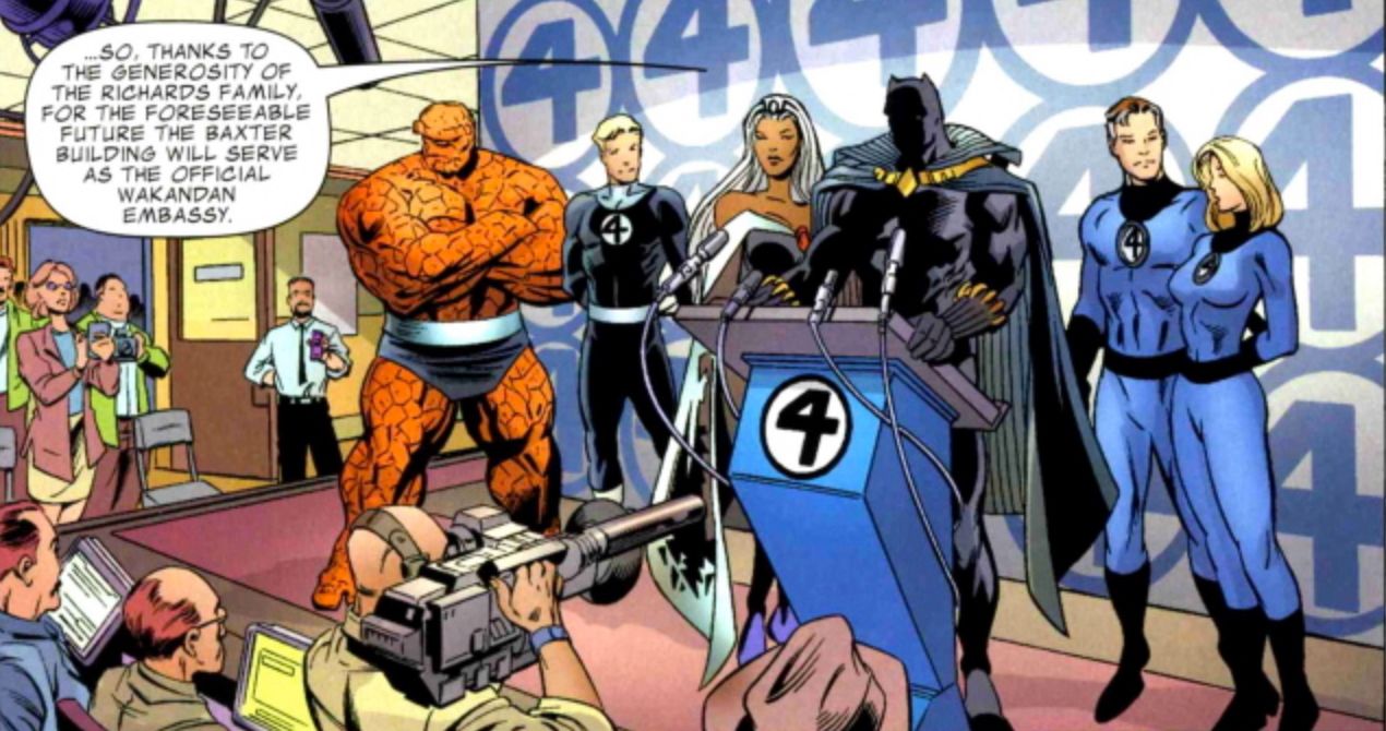 Storm And TChalla join the Fantastic Four in Marvel Comics.