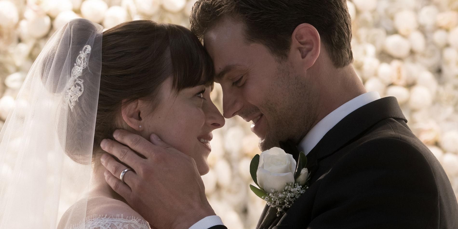 Anastasia and Christian get married in Fifty Shades Freed