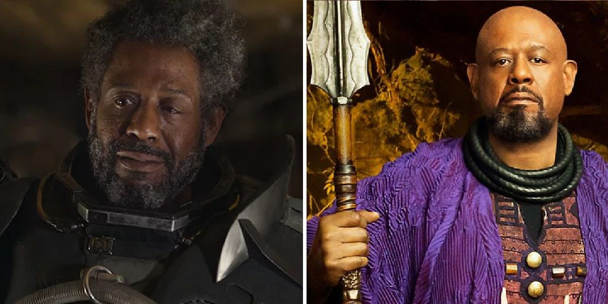 Forest Whitaker as Saw Gererra in Star Wars Rogue One and Zuri in MCU Black Panther