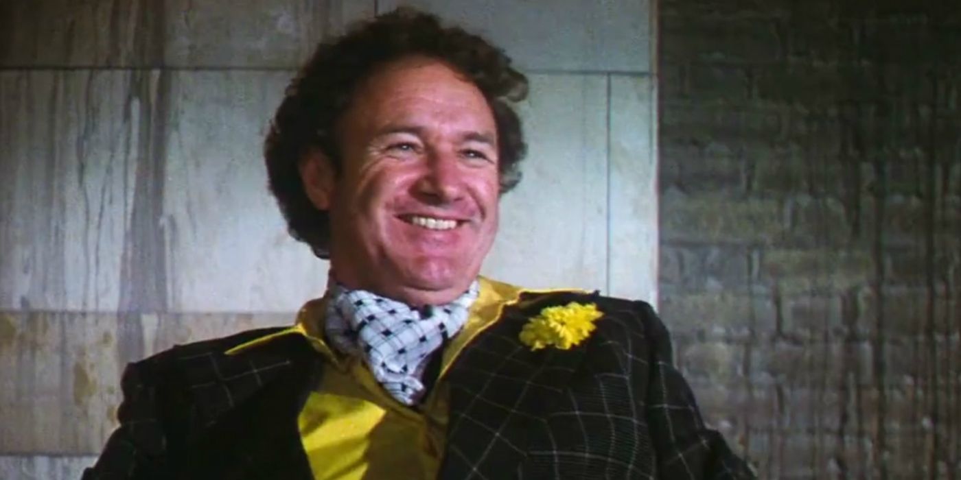 Gene Hackman as Lex Luthor laughing with hair in Superman The Movie