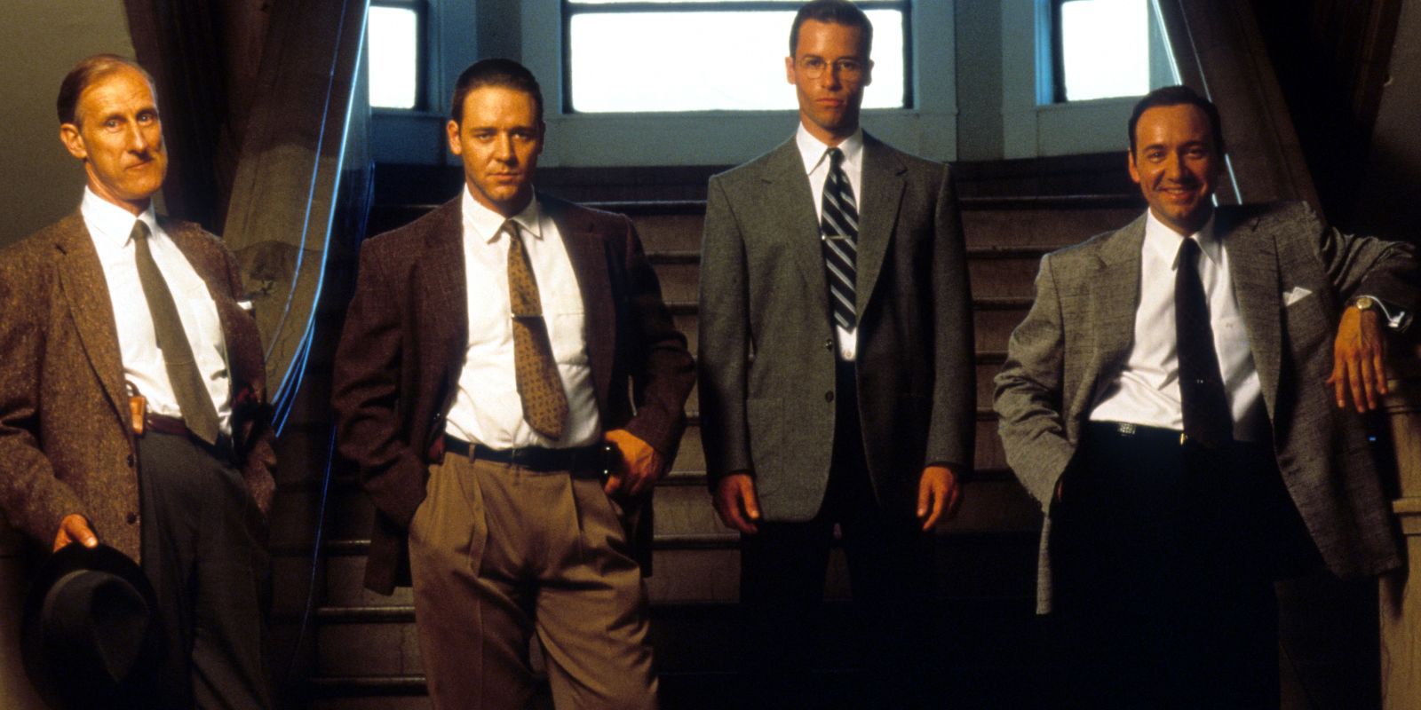James Cromwell Russell Crowe Guy Pearce and Kevin Spacey in LA Confidential