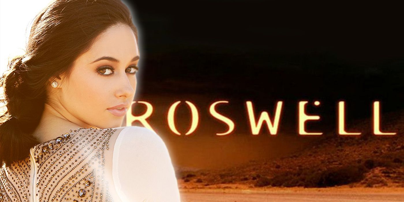 Blended image of Jeanine Mason and the logo for Roswell New Mexico.