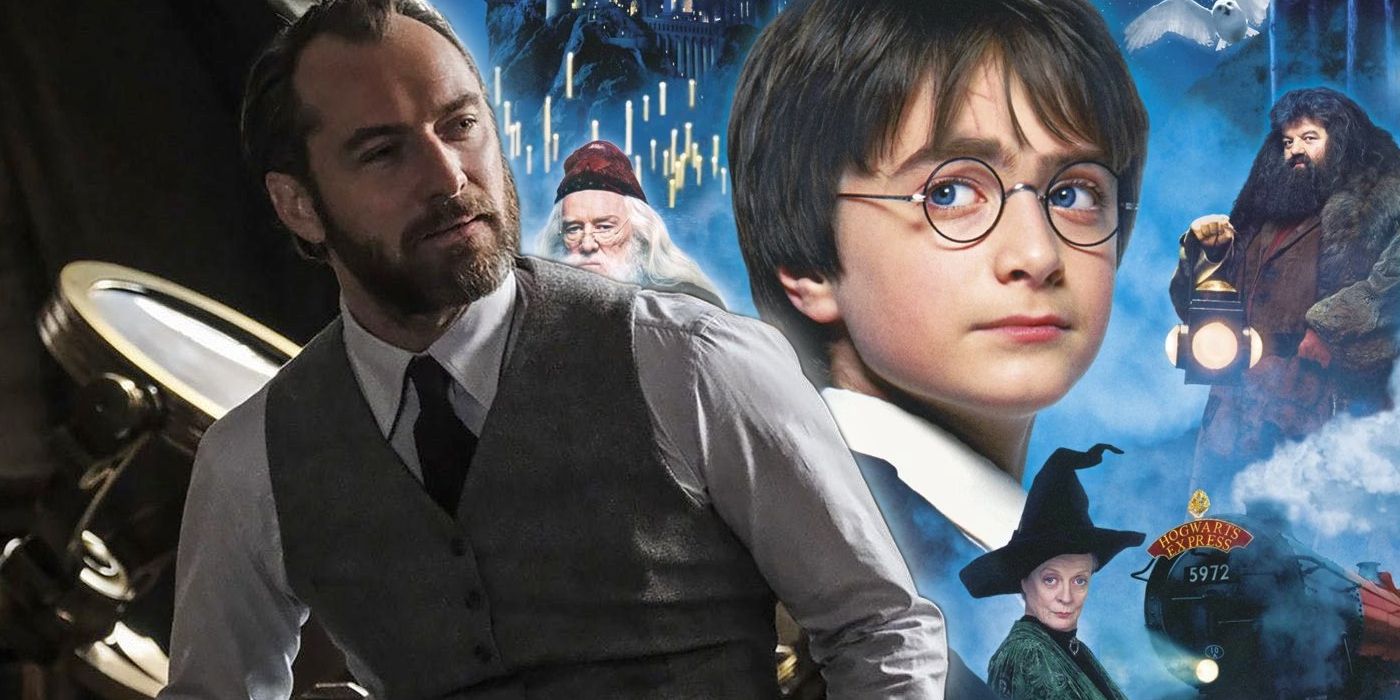 Jude Law as Dumbledore and Harry Potter