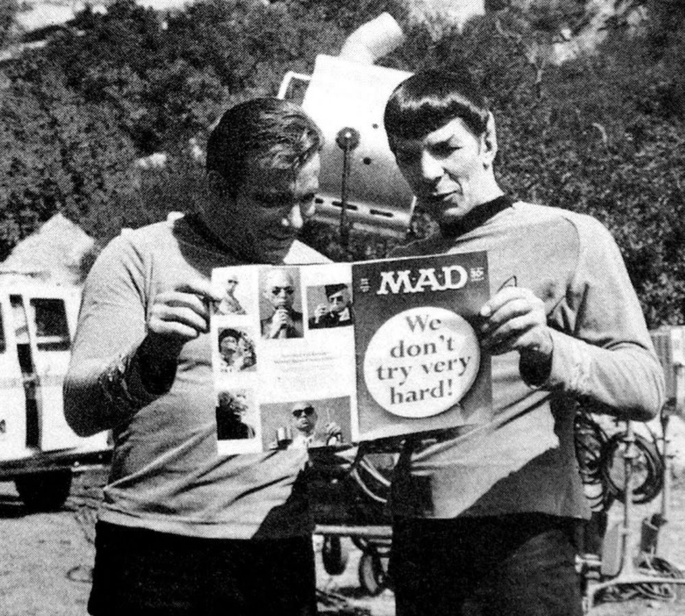 William Shatner and Leonard Nimoy reading MAD Magazine