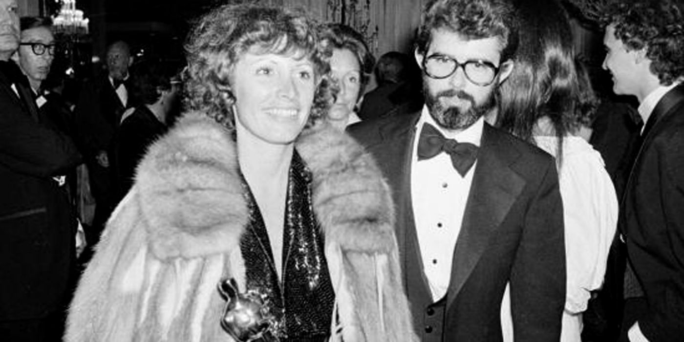 Marcia and George Lucas after Marcia Won Best Editing for Star Wars
