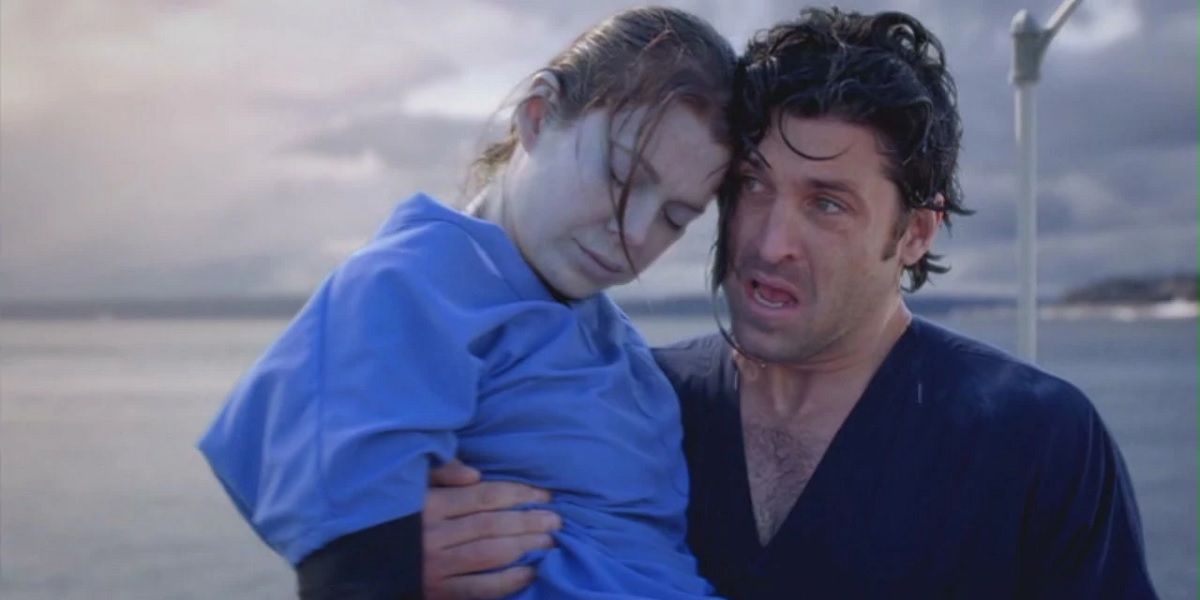 Derek holding Meredith after she almost drowns on Grey's Anatomy