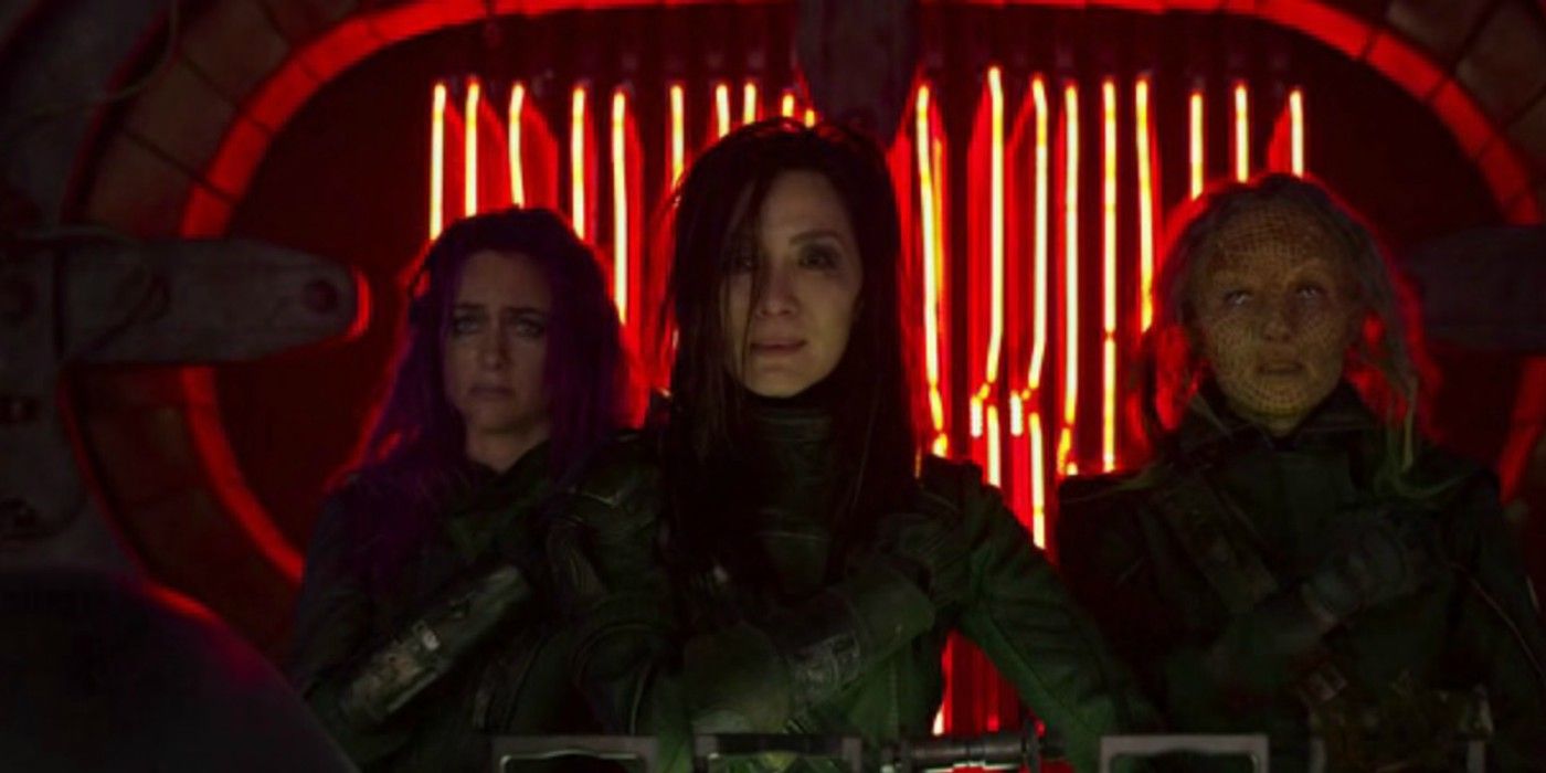 Michelle Yeoh leading a group of Ravagers in Guardians of the Galaxy Vol 2.
