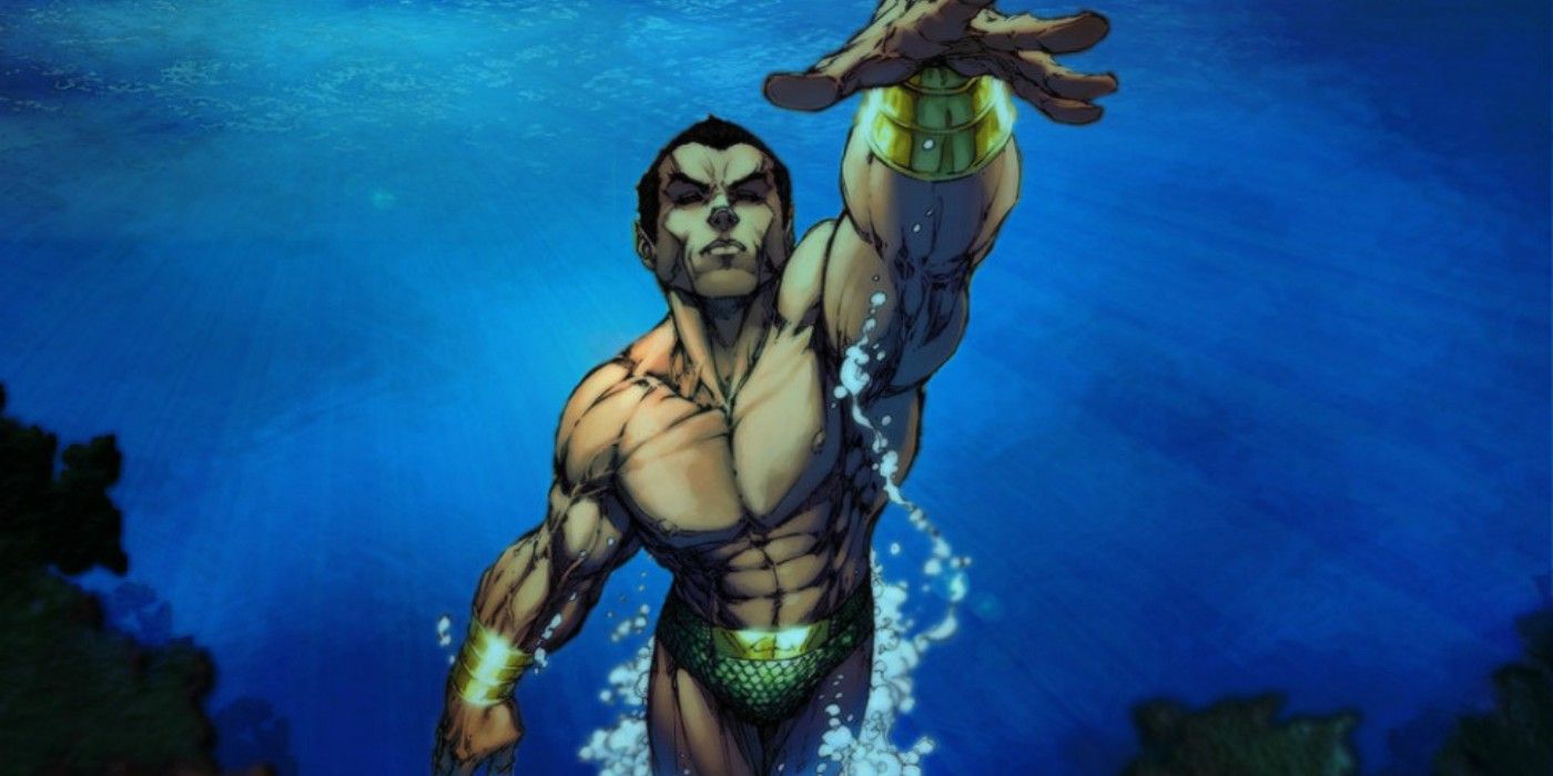 Namor swimming in the ocean in marvel comics
