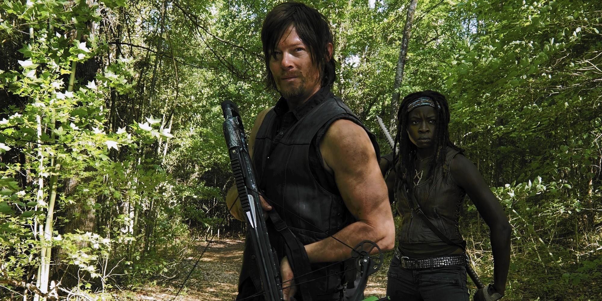 Norman Reedus as Daryl and Danai Gurira as Michonne in The Walking Dead
