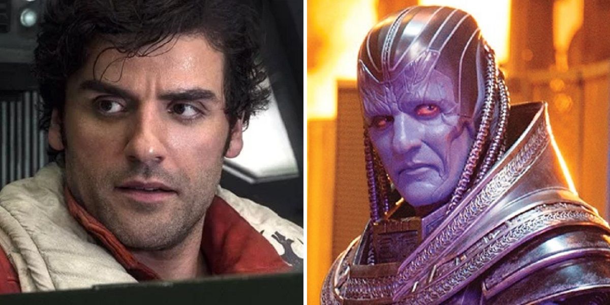 Oscar Isaac as Poe Dameron in Star Wars and Apocalypse in X Men