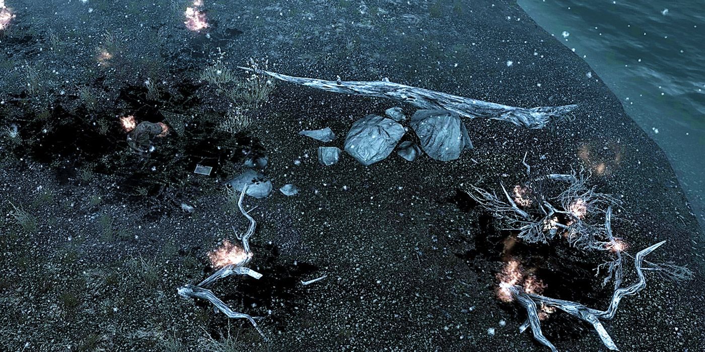 Yisra's charred remains in Skyrim