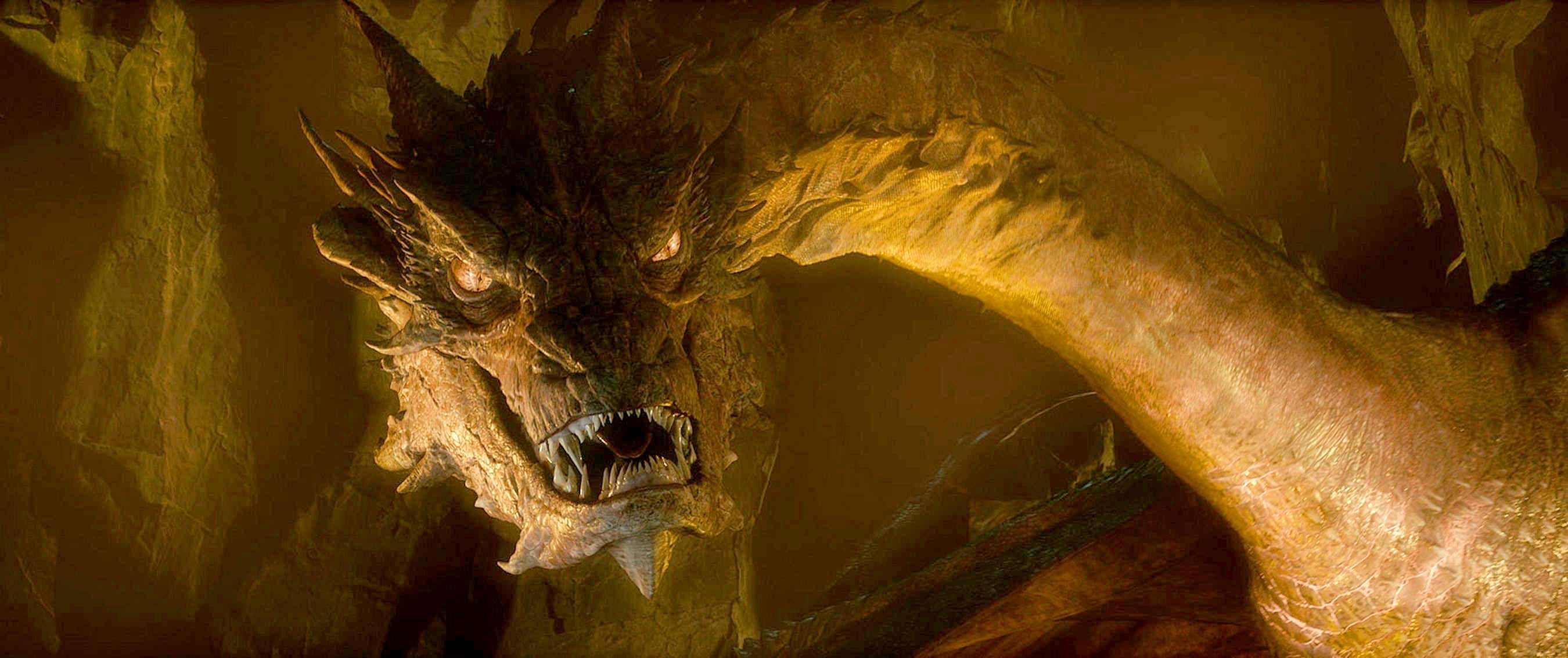 Smaug covered in gold