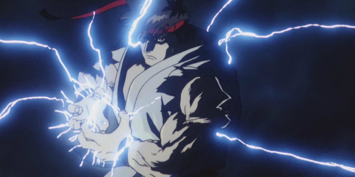 Ryu charges an attack in Street Fighter II: The Animated Movie
