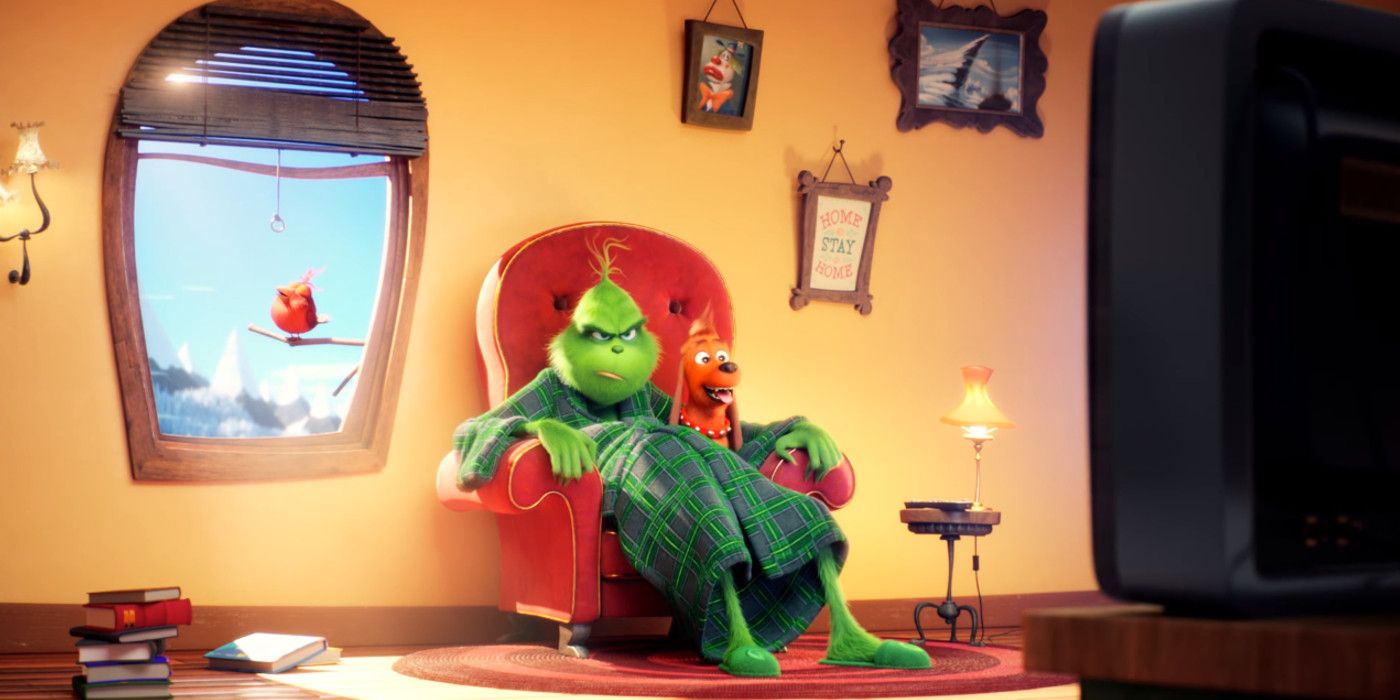 El Grinch viendo la tele con Max en El Grinch