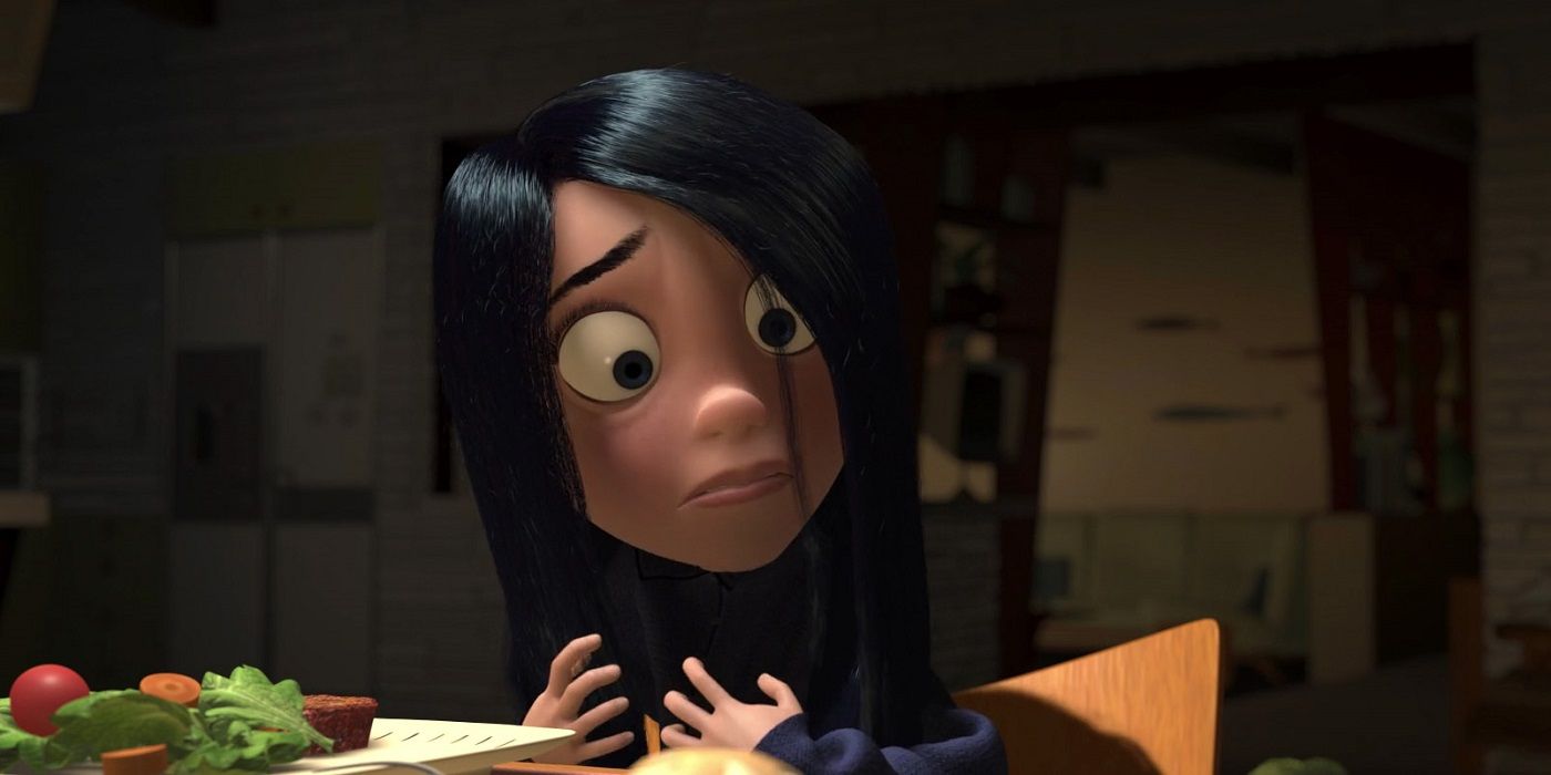 Violet sits at the family dinner table in The Incredibles
