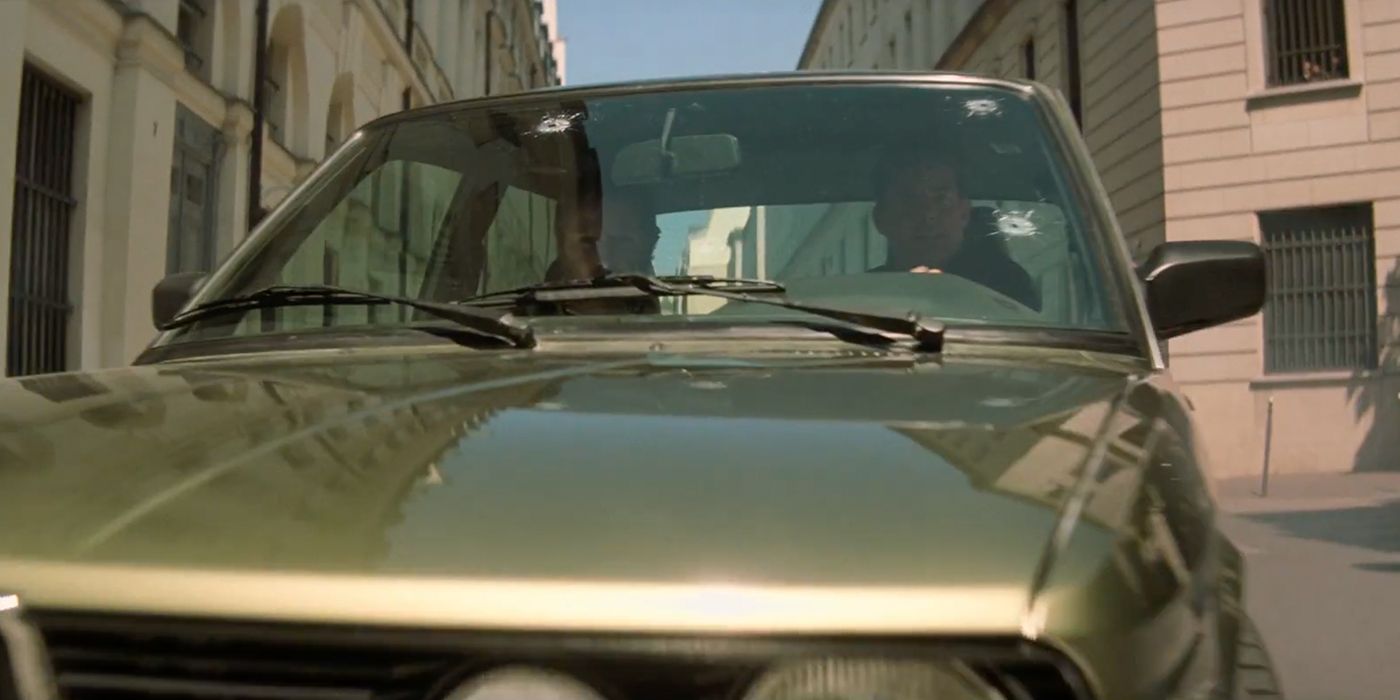 Tom Cruise driving in Mission Impossible Fallout