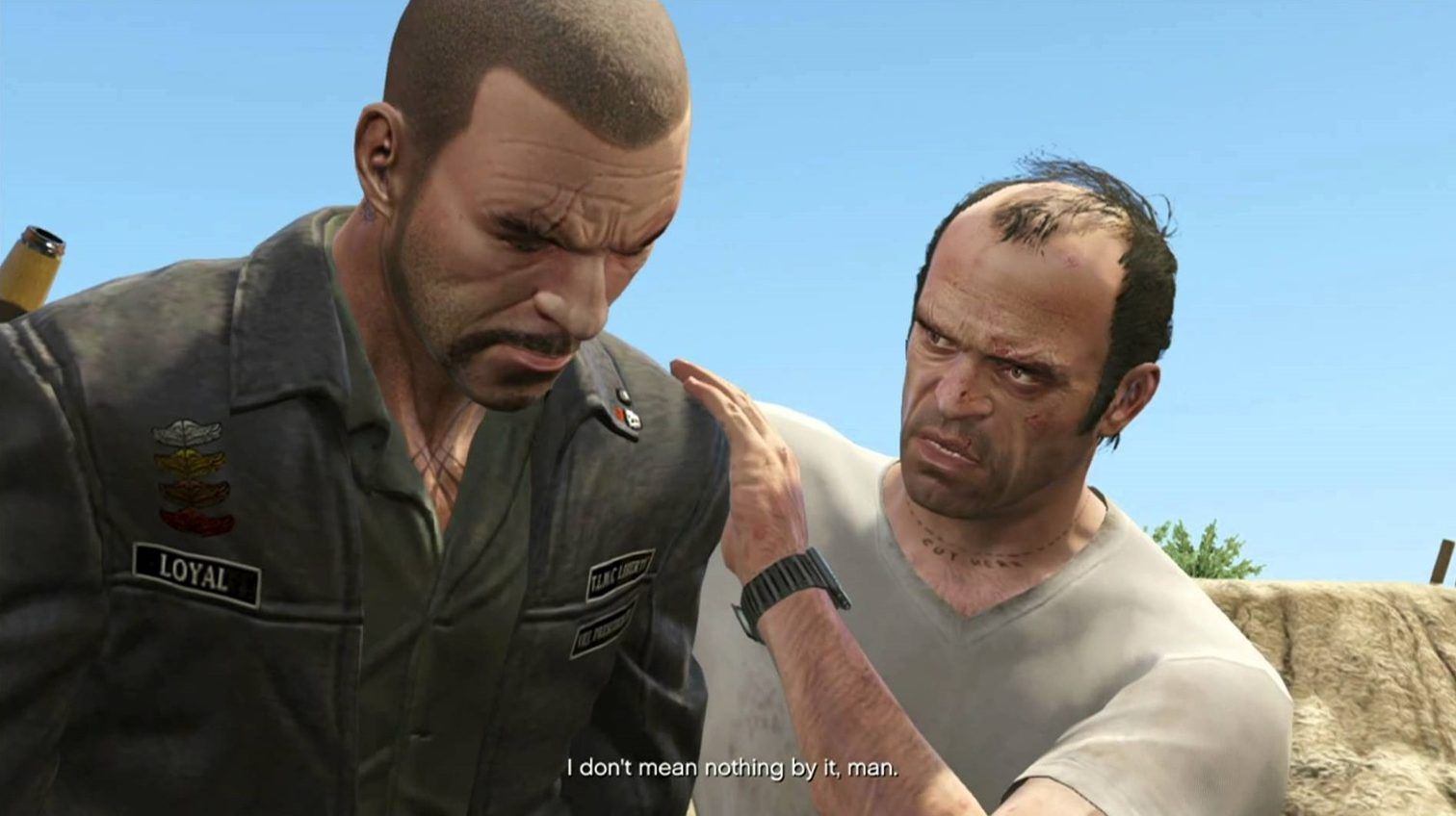 Trevor consoling Jimmy before brutally murdering him
