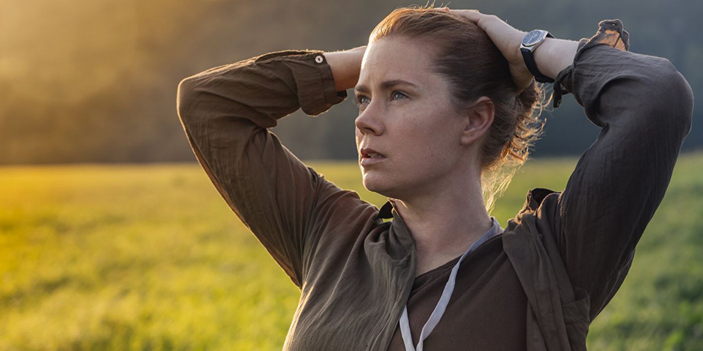 Louise looks up at the sky in Arrival