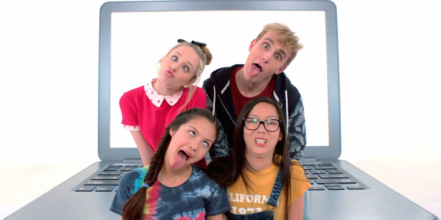 Four characters on Bizaardvark making funny faces for a promo for the Disney Channel