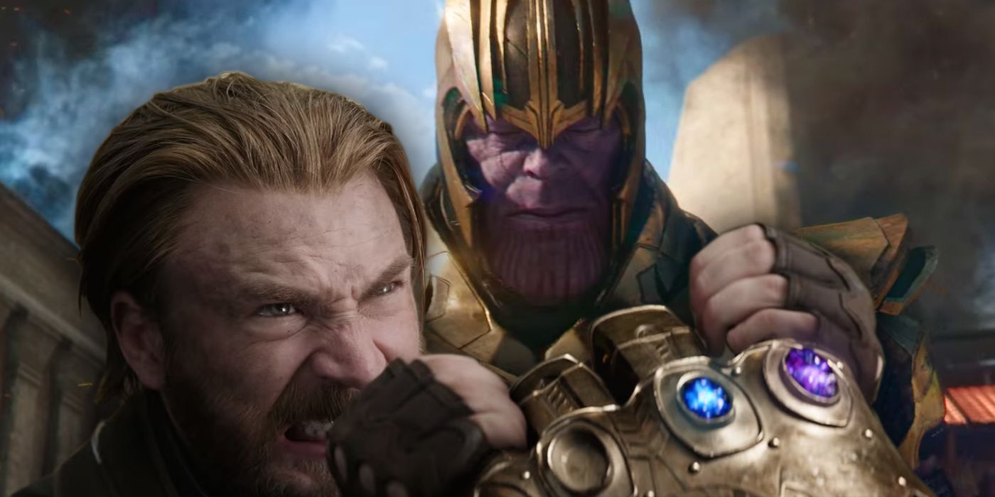 Captain America With The Infinity Gauntlet and Thanos In Avengers Infinity War