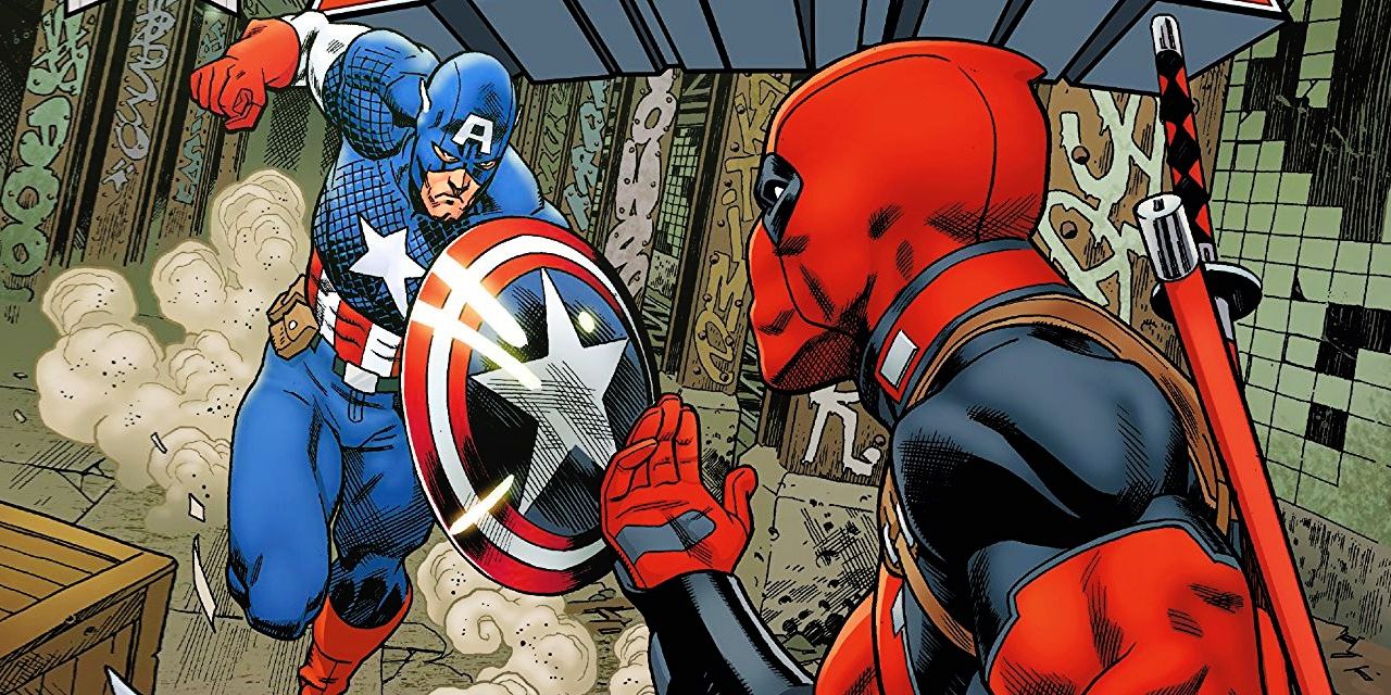 Deadpool Fights Captain America Marvel Comic