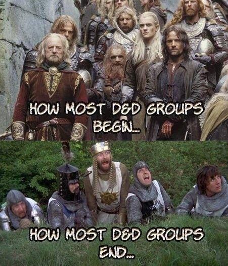 Dungeons and Dragons Fellowship of the Ring Monty Python and the Holy Grail