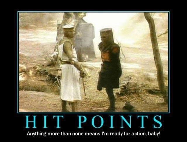 Dungeons and Dragons Hit Points Monty Python and the Holy Grail King Arhur Black Knight