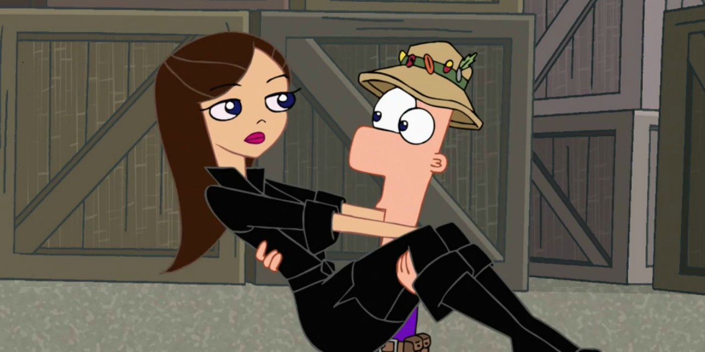 Ferb holds Vanessa in Phineas and Ferb