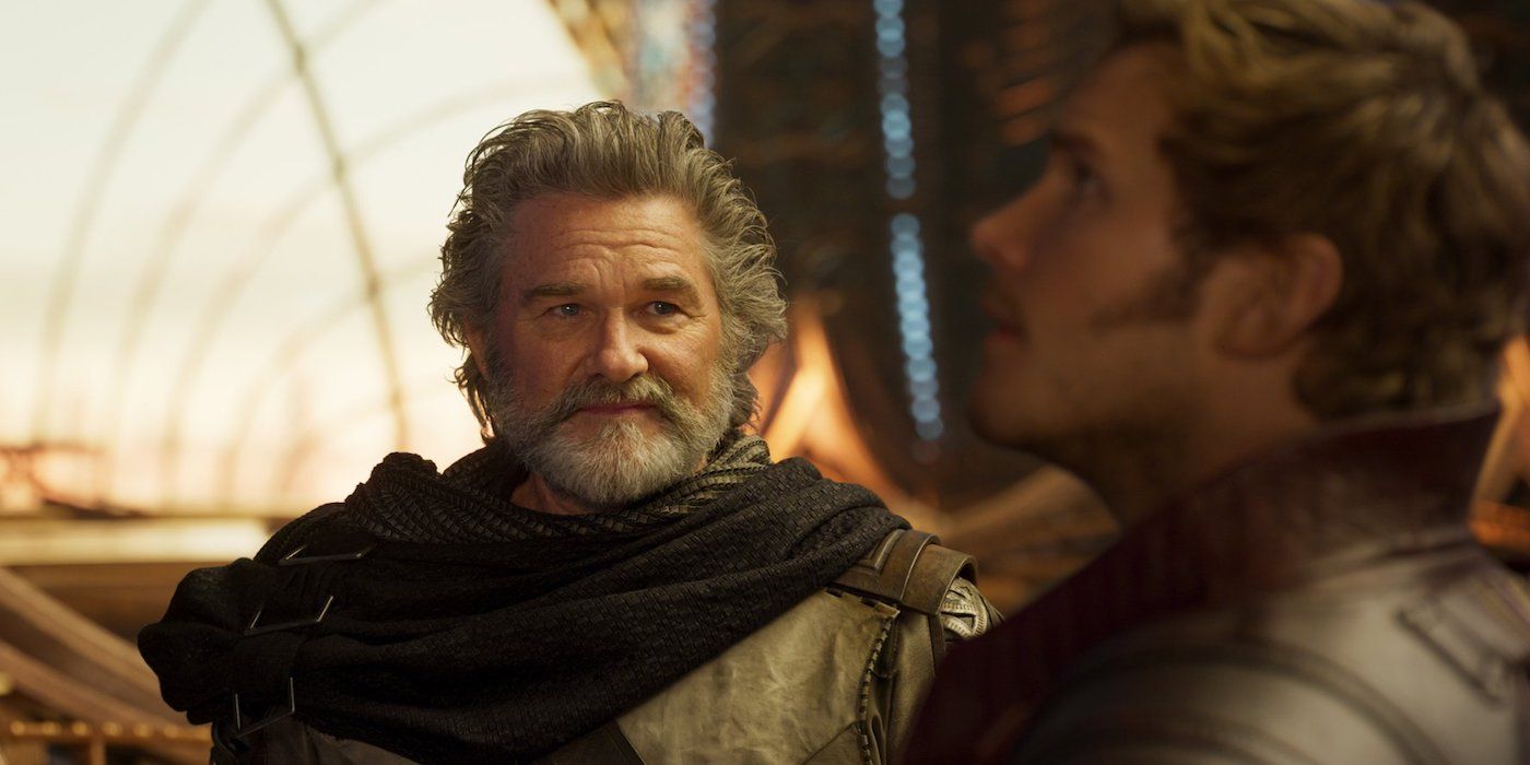 GEgo looks warmly at his son Starlord in Guardians of the Galaxy 2.