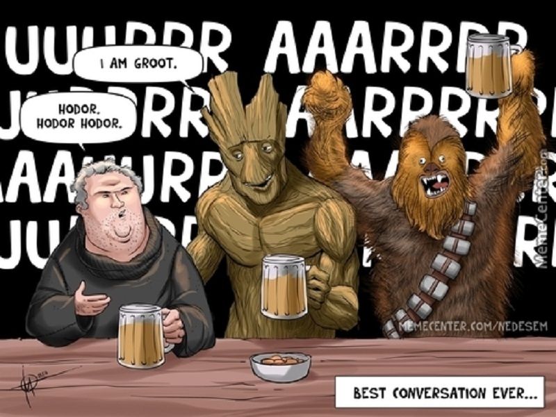 Hodor Chewbacca and Groot