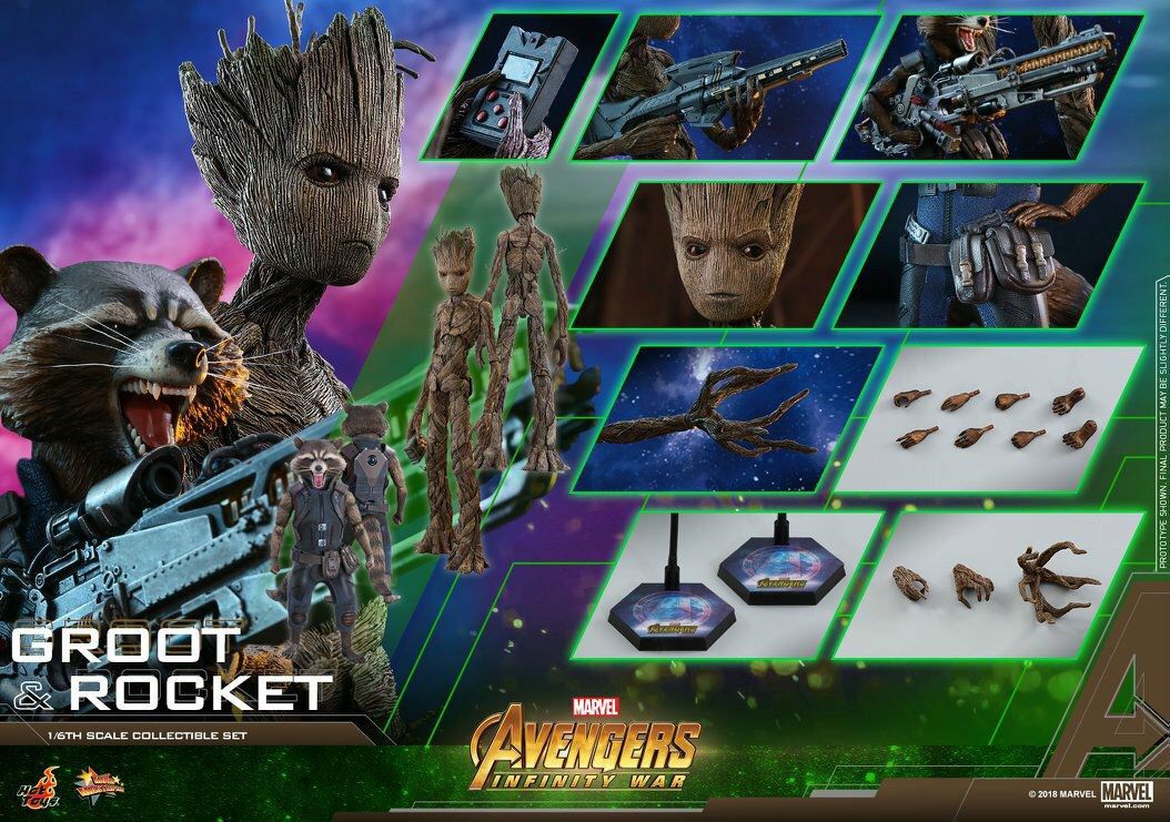 Hot Toys Groot and Rocket Infinity War
