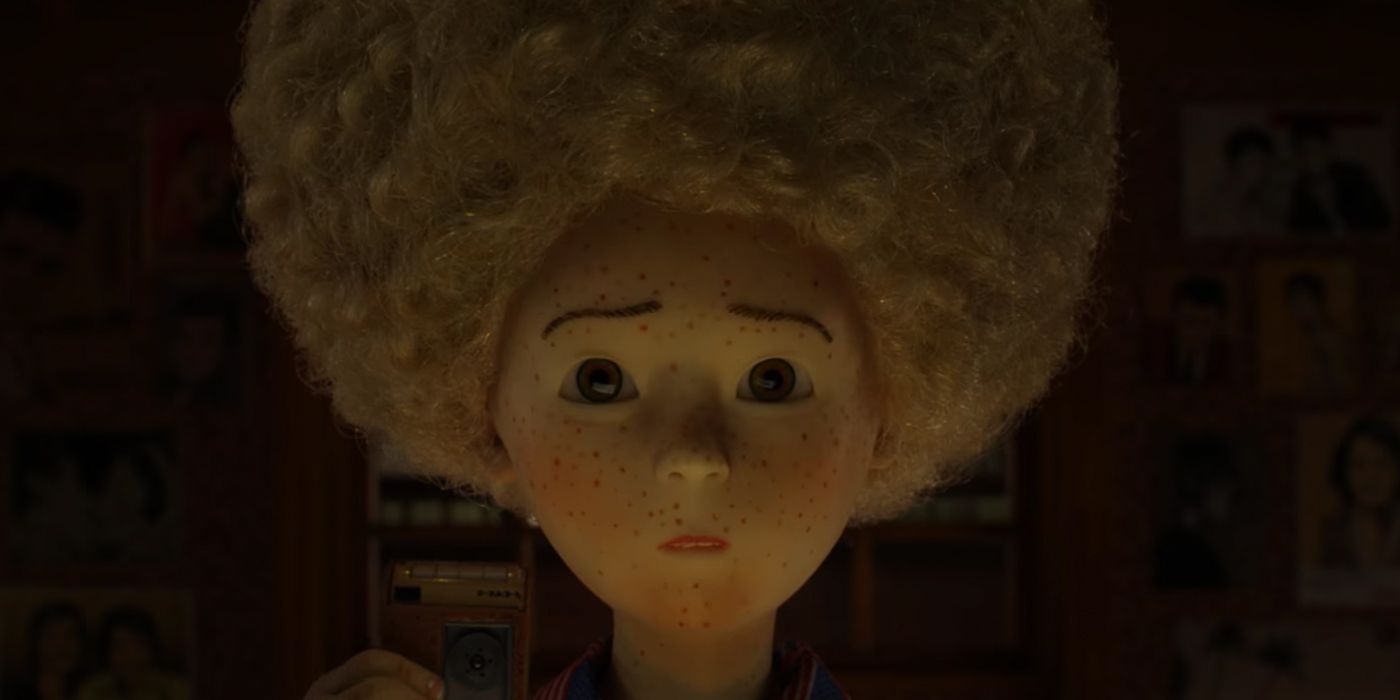 A close-up of Greta Gerwig's Tracy Walker in Isle of Dogs.