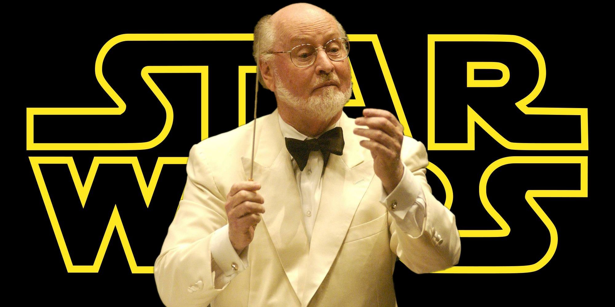 John Williams and the Star Wars logo.