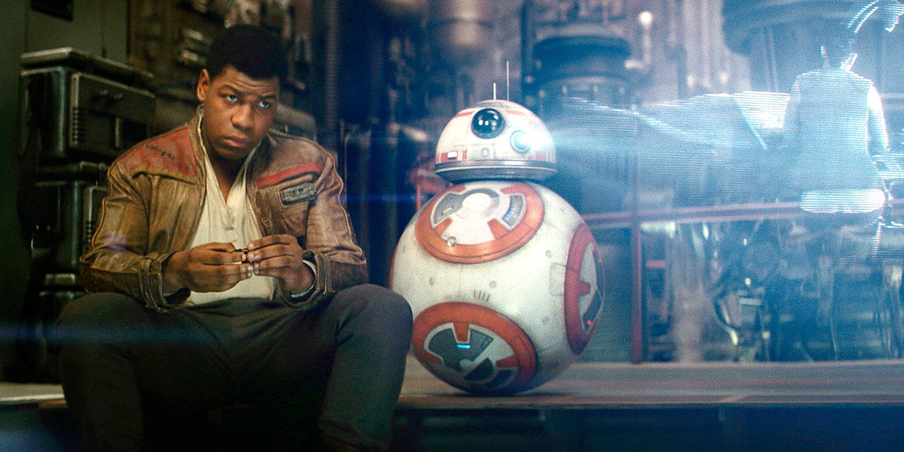 Finn watching BB-8 hologram in Star Wars: The Last Jedi